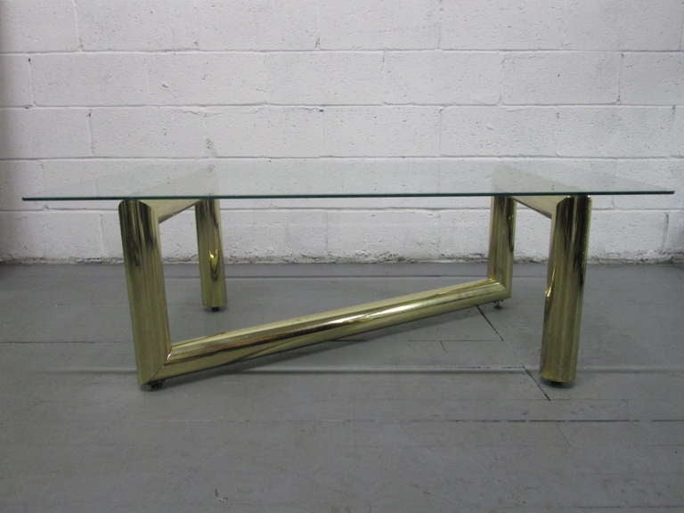 Mid-Century Modern Tubular Brass Coffee Table in the Manner of Karl Springer