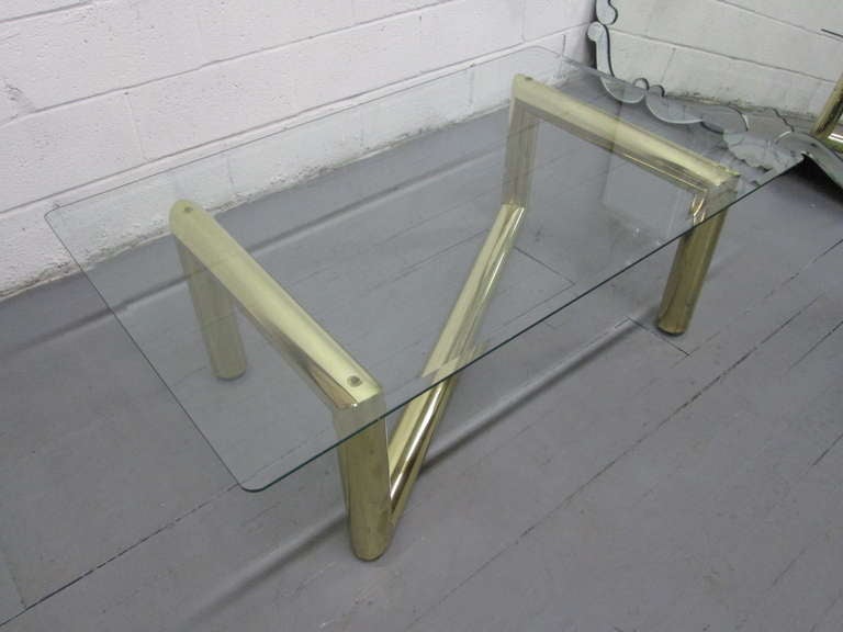 American Tubular Brass Coffee Table in the Manner of Karl Springer