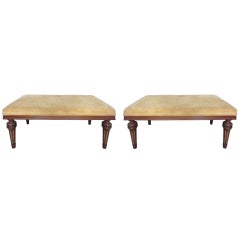 Pair French Low Upholstered Benches