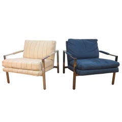 Pair of Milo Baughman Flat Chrome Chair Pair of Milo Baughman Flat Chrome Chair