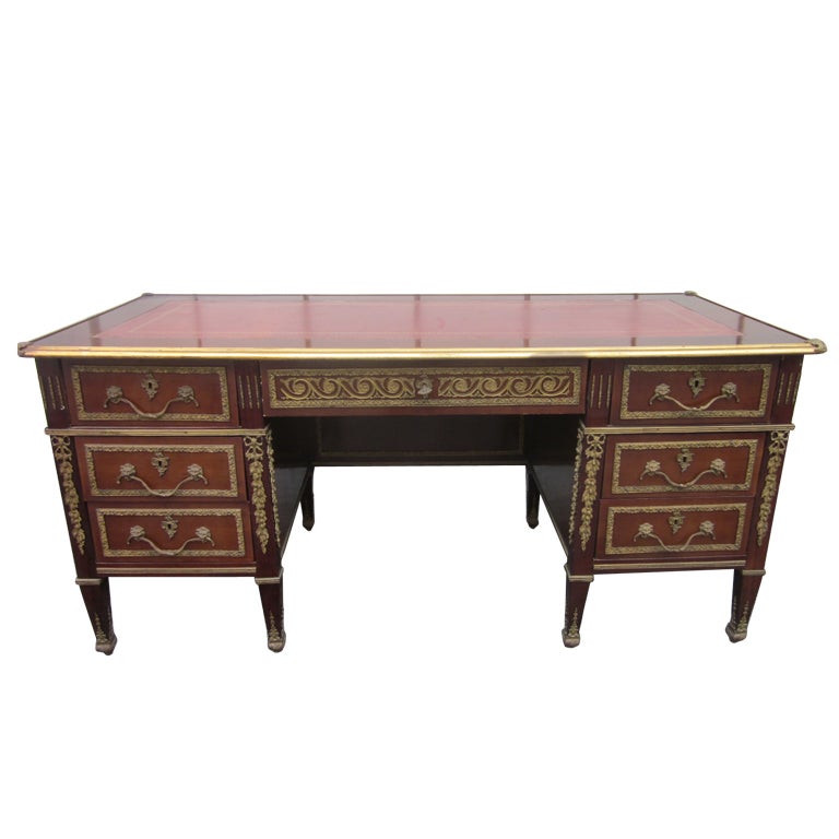 French Empire Style Desk with Leather Top For Sale at 1stdibs