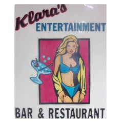 Large Vintage Pop Art Advertisment Sign "Klara's Entertainment"