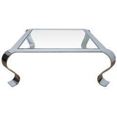 Polished Steel and Glass Coffee Table 3