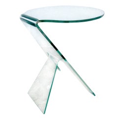 Vintage Cantilevered Glass Snack Table