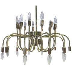 Italian Brass Twenty-Four-Arm Chandelier, Manner of Gino Sarfatti 5