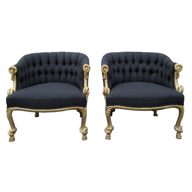 Pair Rope & Tassel Tufted Chairs