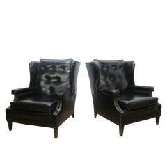 Pair Retro Style Wingback Tufted Chairs