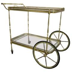 Brass 
Glass Bar Cart after Jansen