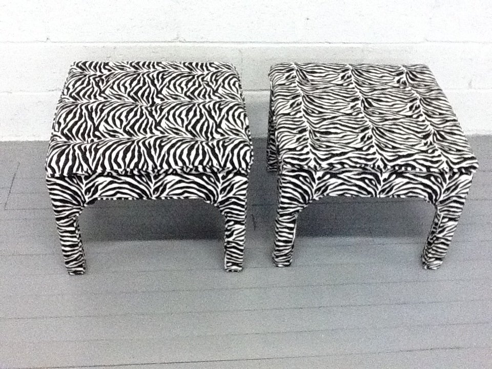 Pair Zebra Print Benches / Ottomans at 1stdibs