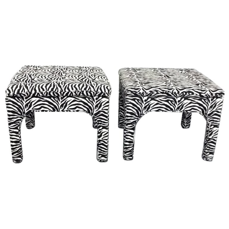 Pair Zebra Print Benches / Ottomans