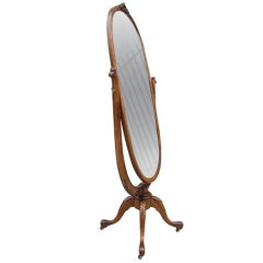 Antique Spectacular Oval Shaped Cheval / Dressing Mirror