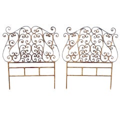 Pair of Italian Gilt Metal Twin-Size Headboards 10