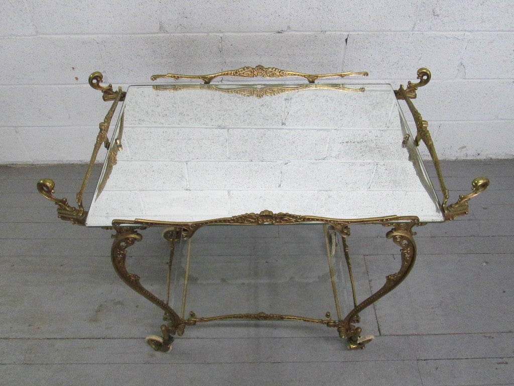 Italian Brass Baroque Style Bar / Tea Cart