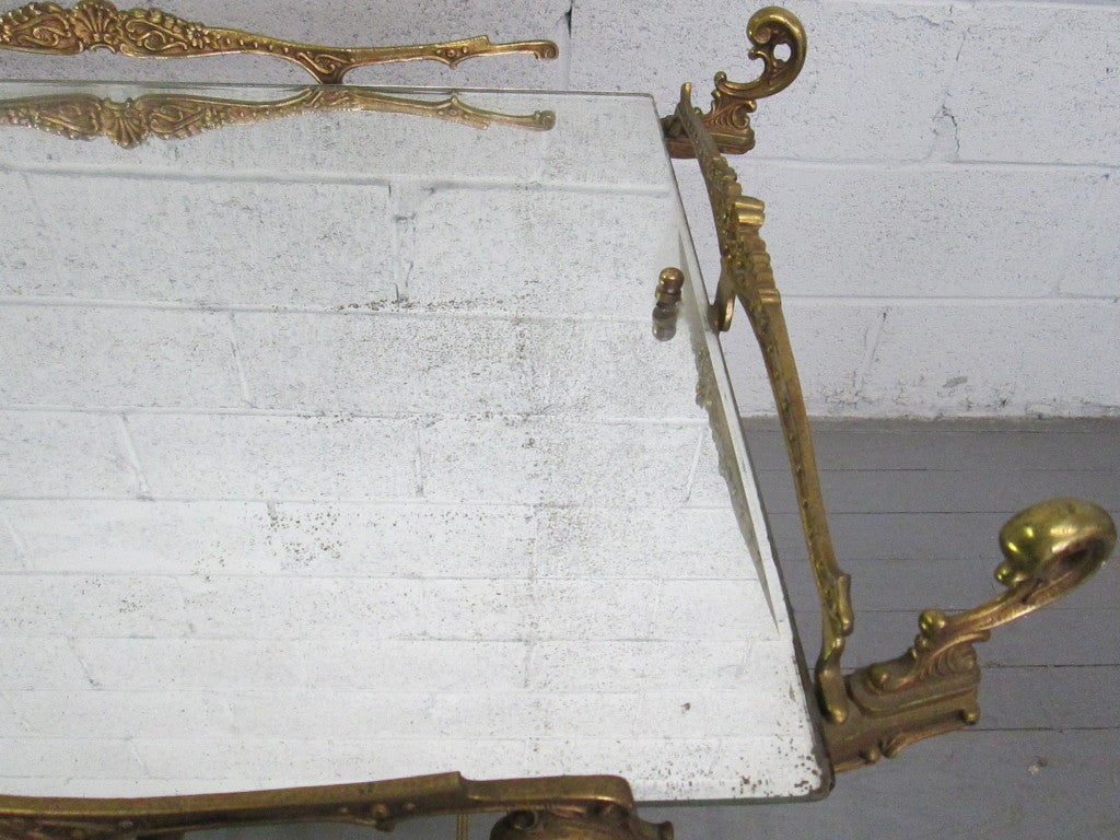 Brass Baroque Style Bar / Tea Cart In Good Condition In New York, NY