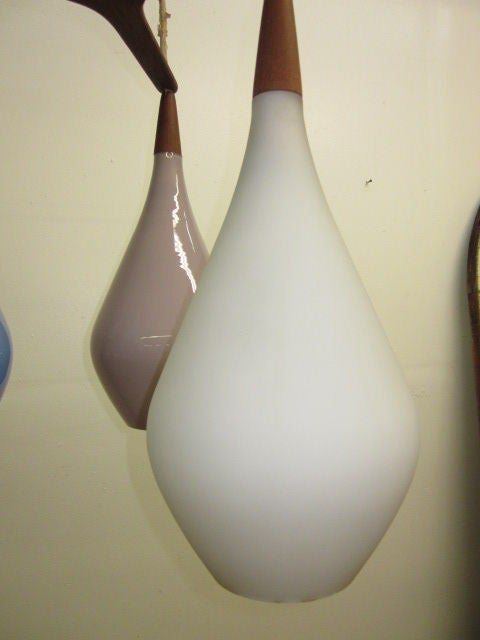 Mid-Century Modern Danish Three-Pendant Light Fixture by Holmegaard