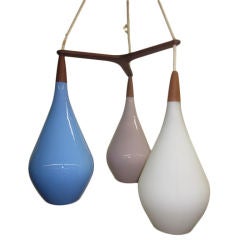 Danish Three-Pendant Light Fixture by Holmegaard