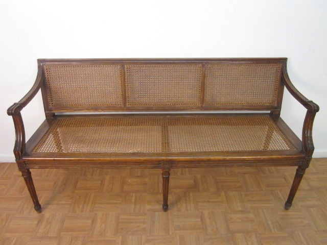 Louis XIV Style Caned Bench 3