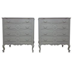 Pair of French Country Style Marble Top Commodes 8