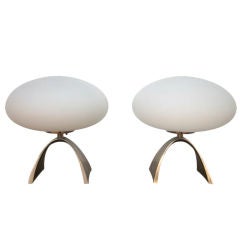 Retro Pair Laurel Mushroom Table Lamps
