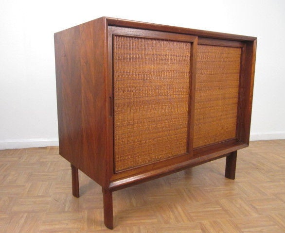 Walnut Caned Front Cabinet