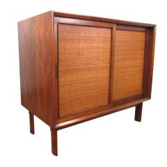 Walnut Caned Front Cabinet