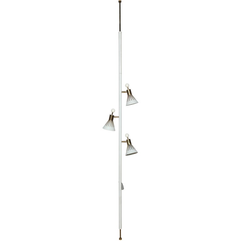 1950s Adjule Three Shade Stiffel Extension Pole Lamp For At Stiffel Starburst Extension Tension Pole Lamp In White Enamel And Brass 1950s
