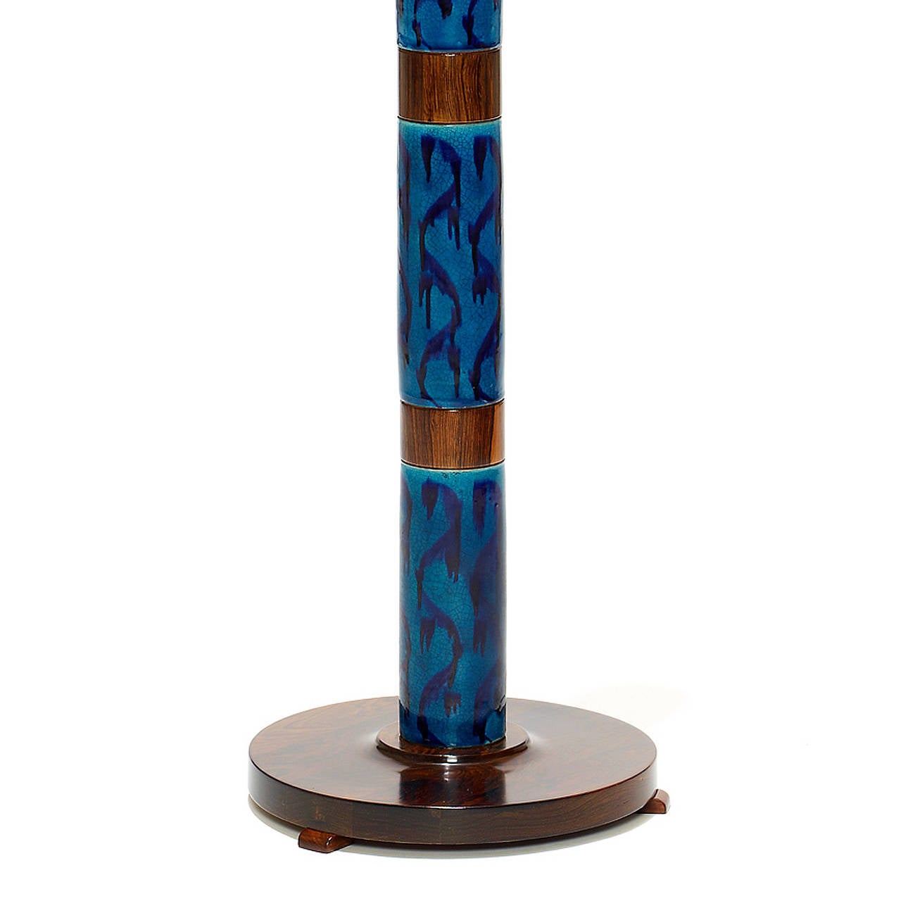 Scandinavian Modern Standing Lamp with Hand-Painted Tiles by Stig Lindberg for Gustavsberg For Sale