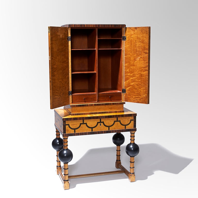 Swedish Modern Classicism cabinet on stand attributed to Axel Einar Hjorth For Sale