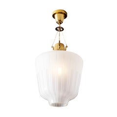 Hanging Pendant Fixture with Etched Glass Lantern by Orrefors