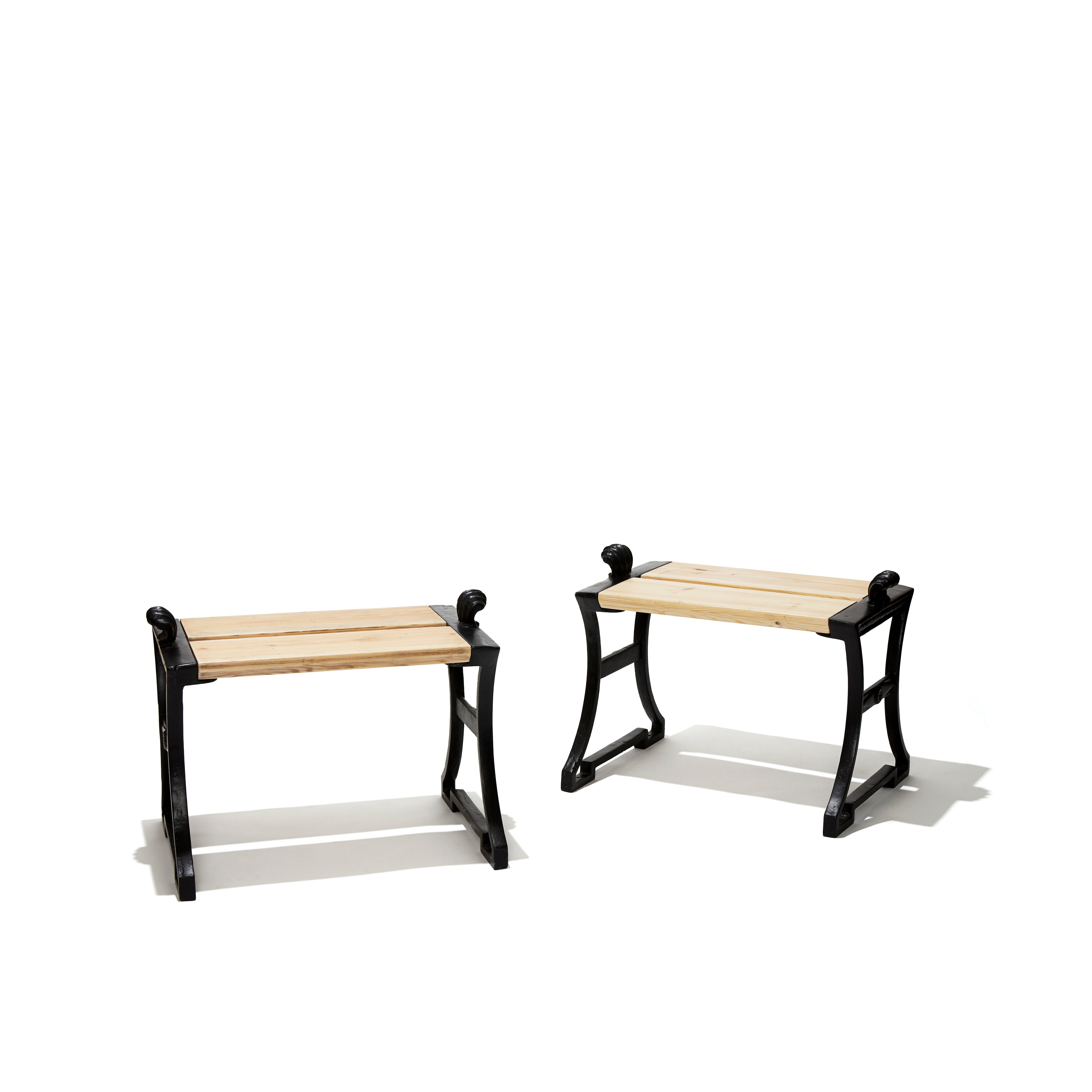Pair of Modern Classicism benches in cast iron by Folke Bensow