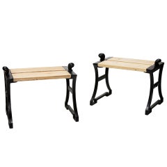 Pair of Modern Classicism benches in cast iron by Folke Bensow 