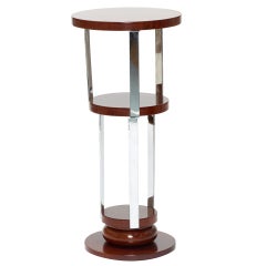 Occasional Table In Chromed Steel And Rosewood By Jacques Adnet