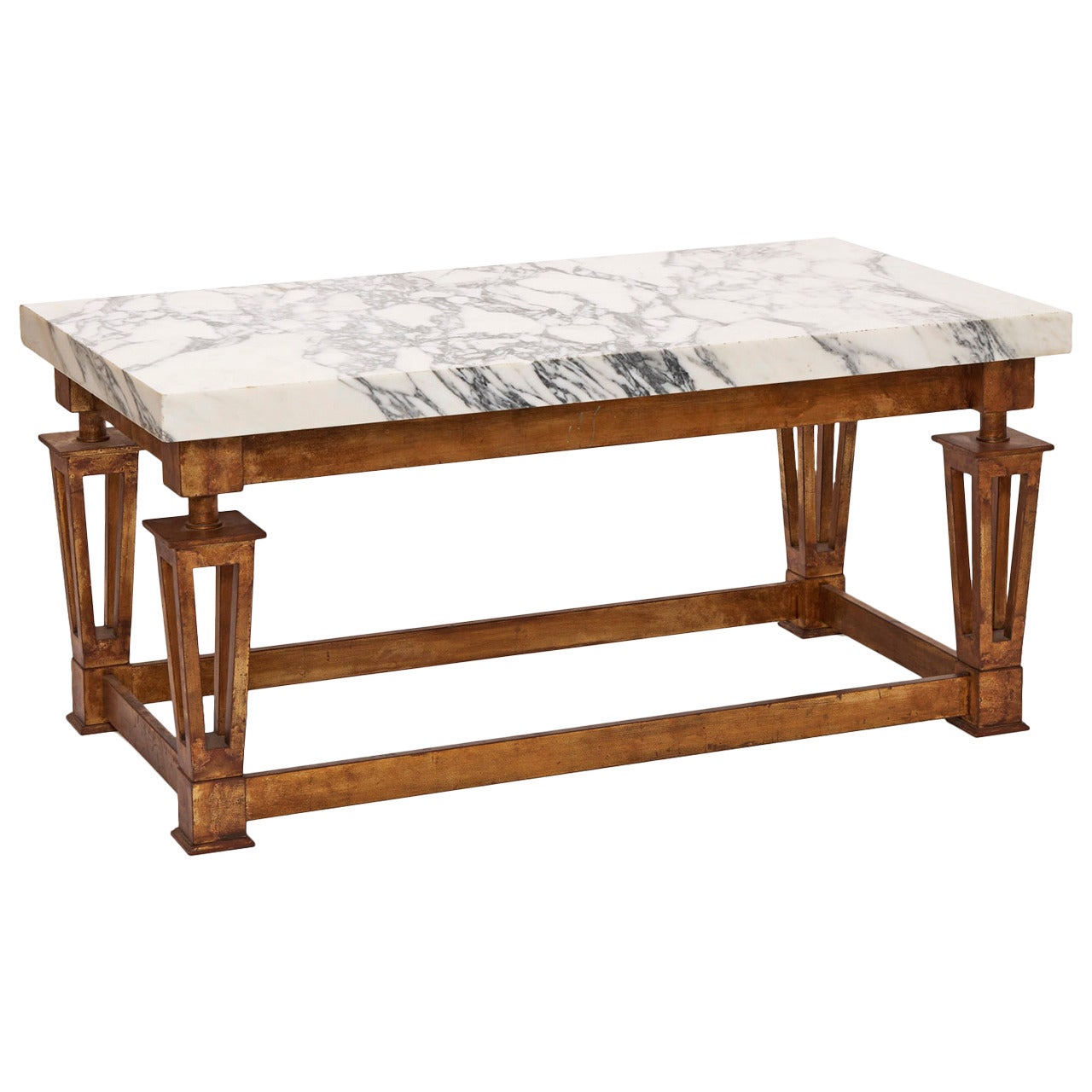 Important Neoclassical Coffee Table by Gilbert Poillerat For Sale
