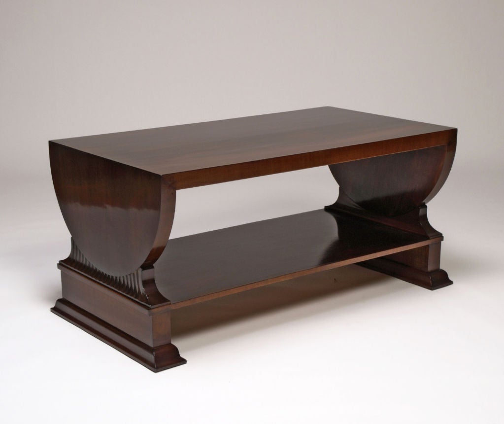 Low sculptural table in Cuban mahogany by Johan Rohde