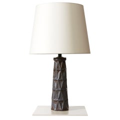 Vintage Table lamp with cubistic relief by leon galleto for Saxbo