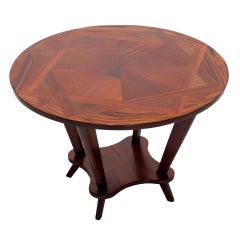 Coffee or side table with marquetry in various woods attributed to Jean Royère