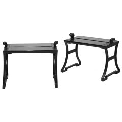 Pair Neoclassical Benches in Iron and Wood by Folke Bensow