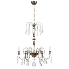 Antique Chandeliers in Nickel and Crystal by Carl G. Hallberg