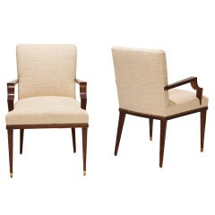 Pair armchairs in mahogany by Marc du Plantier