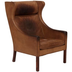 Wing Chair with Superlative Patination by Børge Mogensen