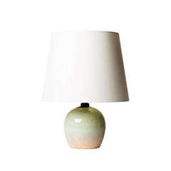 Table Lamp with Subtle Sea Green, Rose and Purple Glazes by Jean Besnard
