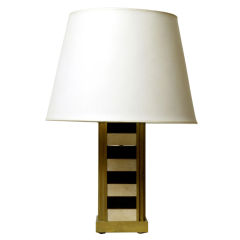 Table lamp in brass ebony and parchment by Clement Rousseau