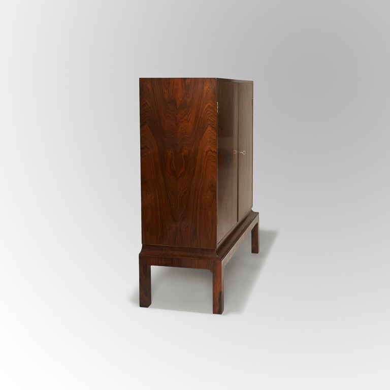 Exquisitely Crafted Danish Rosewood Cabinet on Stand In Excellent Condition For Sale In New York, NY