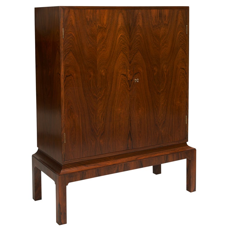Exquisitely Crafted Danish Rosewood Cabinet on Stand For Sale
