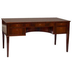 Neoclassical Desk with Elegantly Arced Kneehole in Rosewood by Frits Henningsen