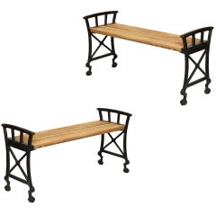 Pair of Benches in Cast Iron by Folke Bensow for the Näfveqvarns Foundry