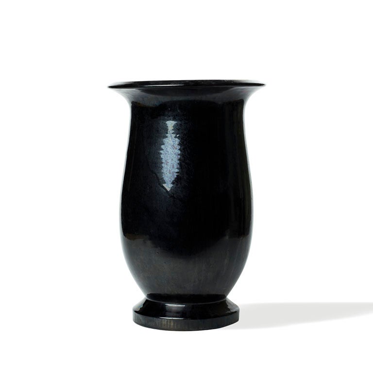Large Neoclassical Urn with Black Glaze by Kähler 