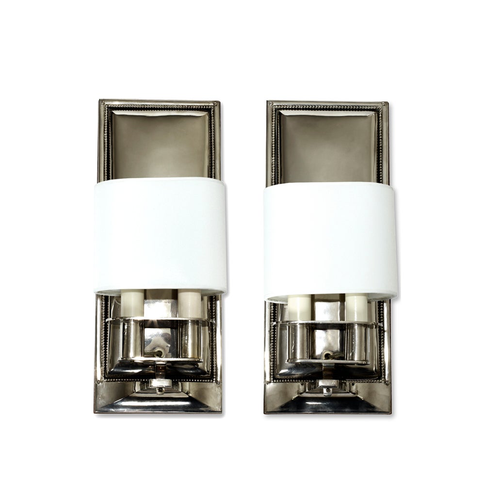 Pair of Secessionist Style Swedish Sconces in Nickel