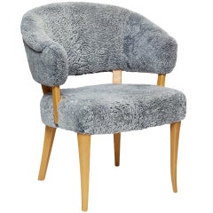 "Lata Greven" Armchair in Beech with Shearling by Carl Malmsten