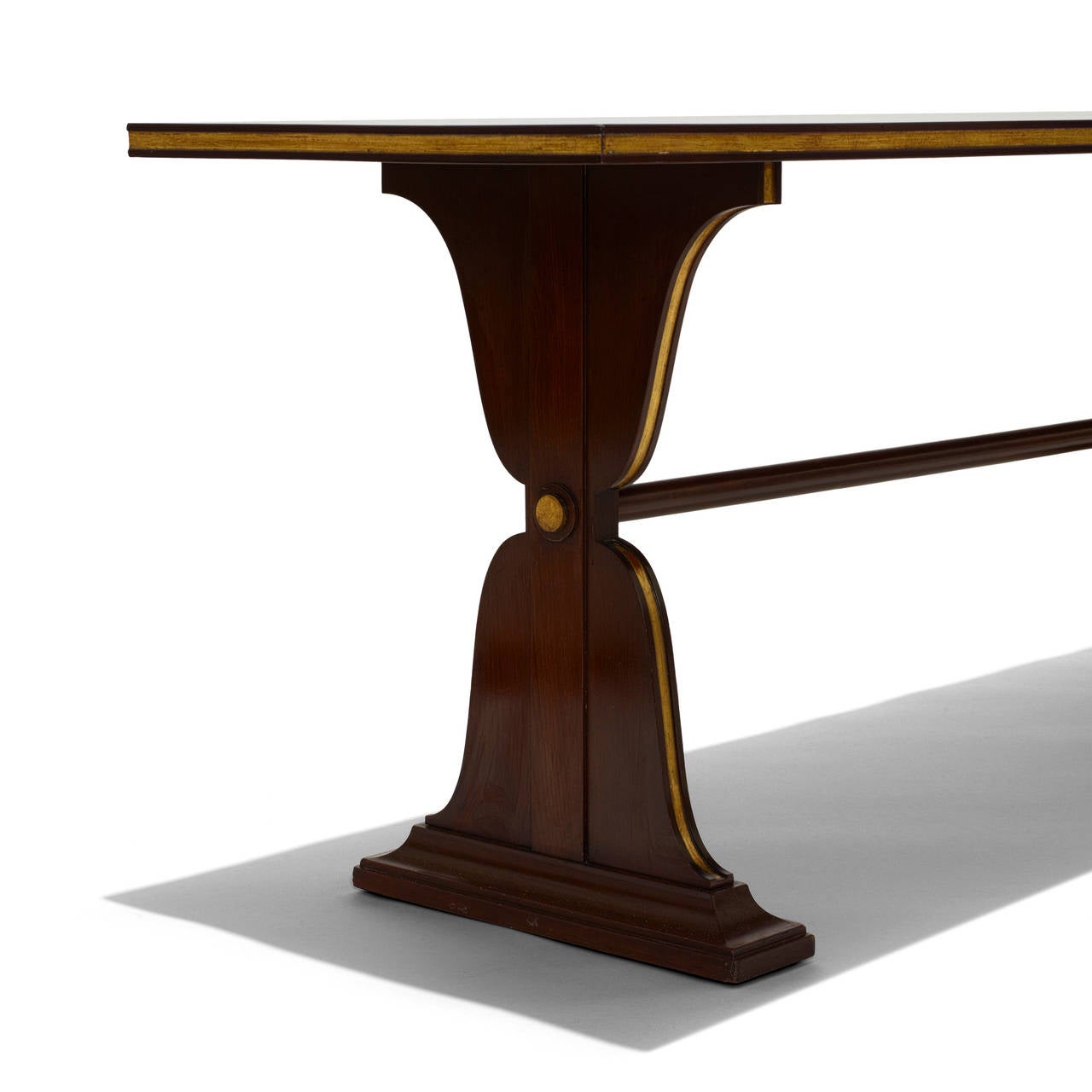 Art Deco Maison Jansen Console Table in Mahogany with Gilded Details For Sale